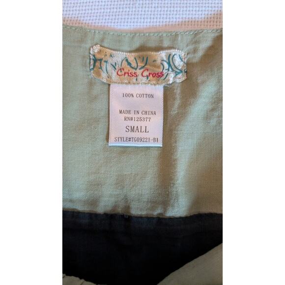 Criss Cross Sage Green & Black Lined Sleeveless Sundress, Size Small - Picture 4 of 11